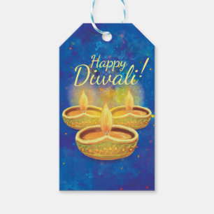 Happy Diwali-handbeschilderde lichtkaarsen Cadeaulabel