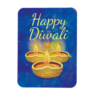 Happy Diwali-handbeschilderde lichtkaarsen Magneet