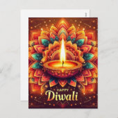 Happy Diwali Kleurrijke Mandala Festival van het L Feestdagenkaart (Voorkant / Achterkant)