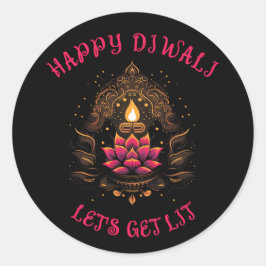 Happy Diwali Laten we Lit Festival of Lights krijg Ronde Sticker