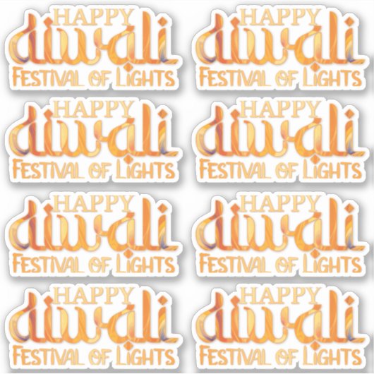Happy Diwali lichtfestival Sinaasappel Deepavali Sticker (Voorkant)