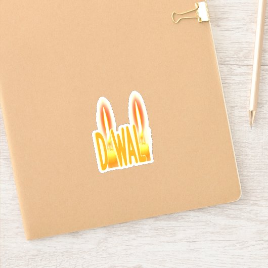 Happy Diwali Lights Candles Typography Candlelight Sticker (Notitieboek)