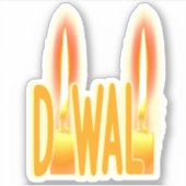 Happy Diwali Lights Candles Typography Candlelight Sticker (Voorkant)