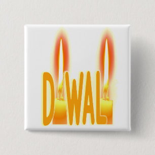 Happy Diwali Lights Candles Typography Candlelight Vierkante Button 5,1 Cm