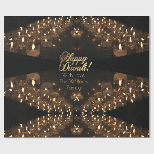 Happy Diwali Lights Faux Gold Foil script Cadeaupapier (Vlak)