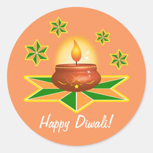 Happy Diwali met Lantern Ronde Sticker (Voorkant)