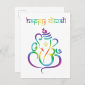 🕉 ☸ 😍 Happy Diwali met Lord Ganesh Briefkaart (Voorkant / Achterkant)