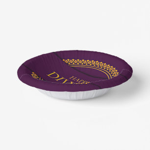 Happy Diwali Paars Gold Elegant Papieren Kommen