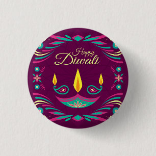 Happy Diwali paarse kaarsillustratie Ronde Button 3,2 Cm