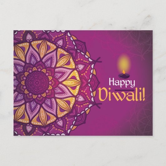 Happy diwali paarse sierrangoli briefkaart (Voorkant)