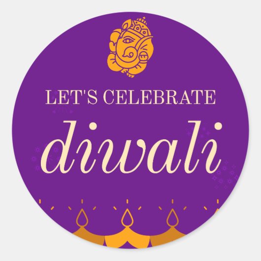 HAPPY DIWALI PARTY RONDE STICKER (Voorkant)