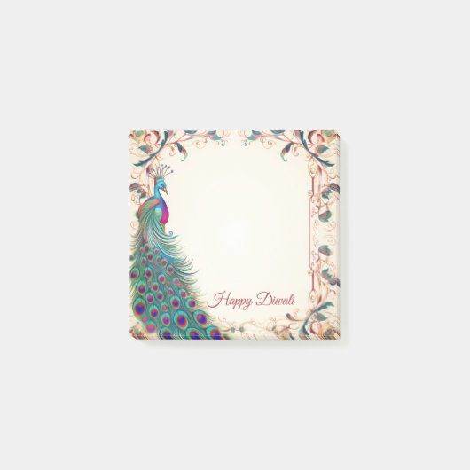 Happy Diwali Peacock Border Post-it® Notes (Voorkant)