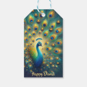 Happy Diwali Peacock Cadeaulabel (Achterkant)