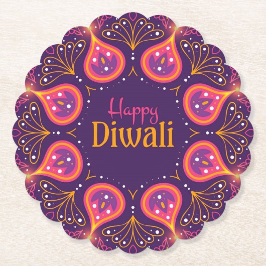Happy Diwali Rangoli Kartonnen Onderzetters (Voorkant)