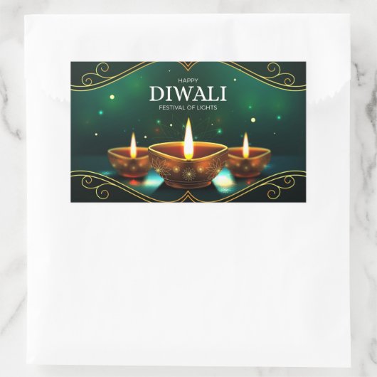 Happy Diwali Rectangular Sticker (Tas)