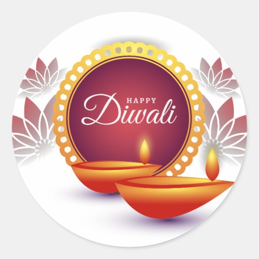 Happy Diwali Ronde Sticker (Voorkant)