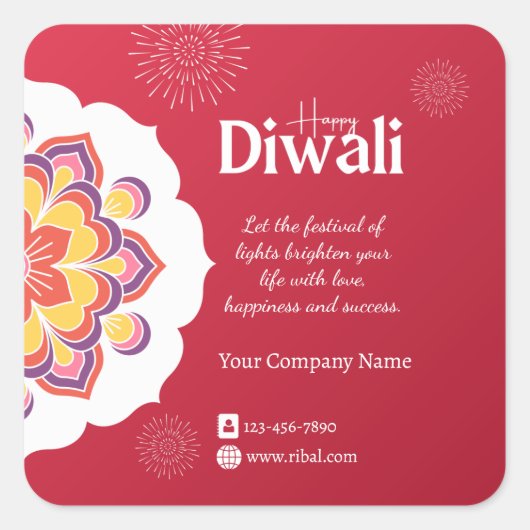 Happy Diwali Round Custom Sticker (Devant)