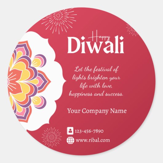 Happy Diwali Round Custom Sticker (Devant)