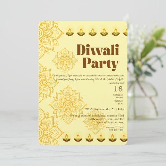 Happy Diwali Uitnodiging (Staand voorkant)