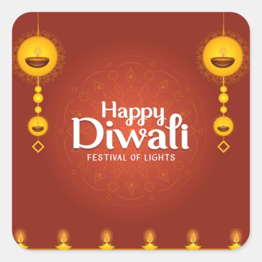 Happy Diwali Vierkante Sticker (Voorkant)
