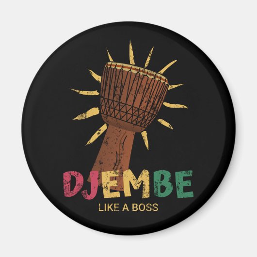 Happy Djembe als een baas African Drum Magneet (Voorkant)