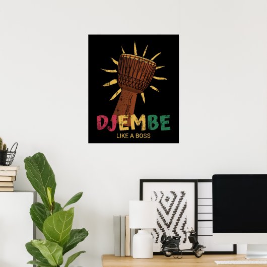 Happy Djembe als een baas African Drum Poster (Thuiskantoor)