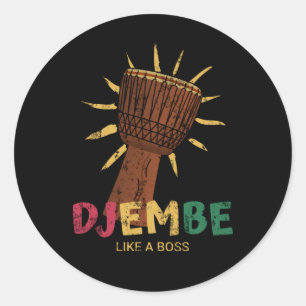 Happy Djembe als een baas African Drum Ronde Sticker
