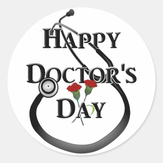 Happy Doctor's Dag Ronde Sticker (Voorkant)