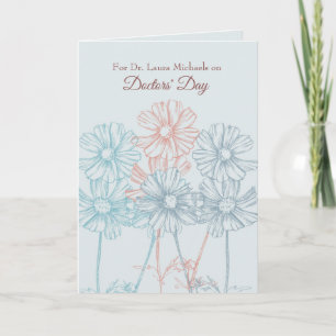 Happy Doctors' Day Flowers Custom Name Kaart