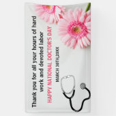 Happy Doctors Day Stethoscoop & Roze Daisy Spandoek (Verticaal)