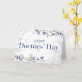 Happy Doctors Day - Zachte tekst en bloemen blauw Kaart (Gele Bloem)