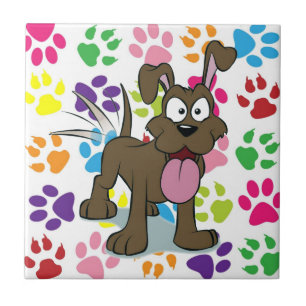 Happy Dog Ceramic Tile Tegeltje