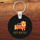 Happy Dog Corgi Celebrating New Year Cozy Christma Sleutelhanger (Voorkant)