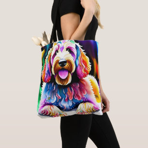 Happy Dog Goldendoodle Waterverf Design Draagtas