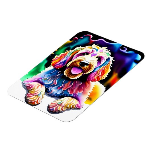 Happy Dog Goldendoodle Waterverf Design Magneet (Linkerzijde)