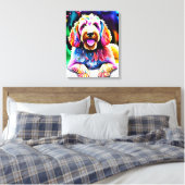 Happy Dog Goldendoodle Waterverf Schets Canvas Afdruk (Insitu (Slaapkamer))