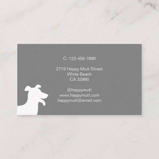 Happy Dog Logo Pet Sitting Service Gray Visitekaartje (Achterkant)