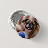 Happy Dog met Speelgoed Ronde Button 3,2 Cm (Voorkant /achterkant)