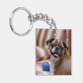Happy Dog met Speelgoed Sleutelhanger (Voorkant Links)