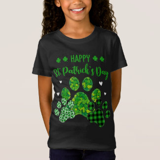 Happy Dog Paws Leopard Print Dog Eigenaars St Patr T-shirt