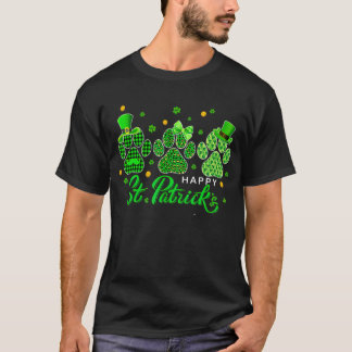 Happy Dog Paws Leopard Print Dog Owners St Patrick T-shirt