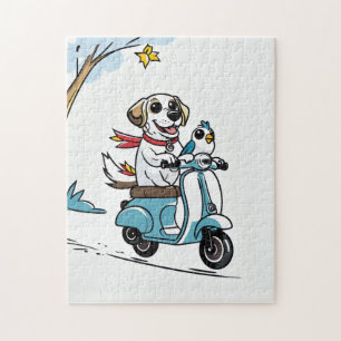 Happy Dog Scooter Adventure Puzzel