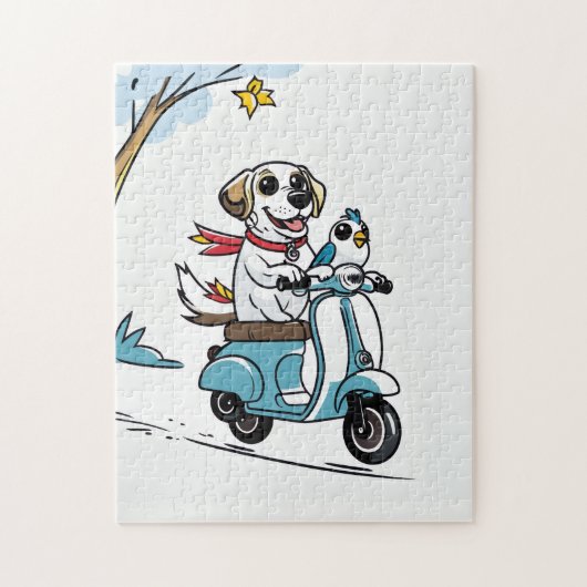 Happy Dog Scooter Adventure Puzzel Legpuzzel (Verticaal)