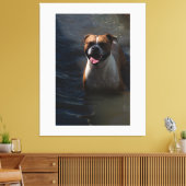 Happy Dog Swimming Canvas Afdruk (Insitu (Woonkamer))
