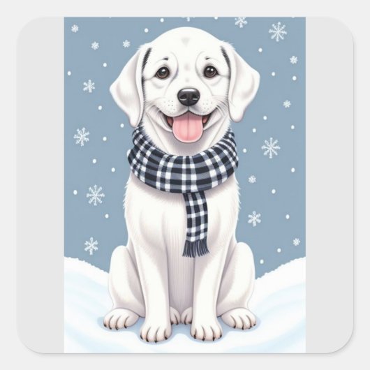 Happy Dog Vierkante Sticker (Voorkant)