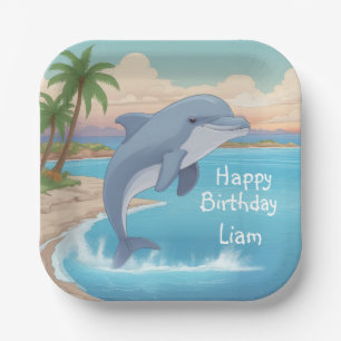 Happy Dolphin Birthday Papieren Bordje