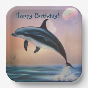 Happy Dolphin Birthday Papieren Bordje