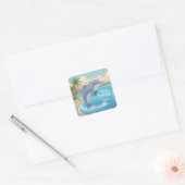 Happy Dolphin Birthday Vierkante Sticker (Envelop)