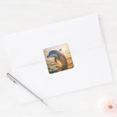 Happy Dolphin Birthday Vierkante Sticker (Envelop)