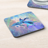 Happy Dolphin Couple Beverage Coaster Bier Onderzetter (Linkerzijde)